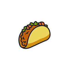 Taco Icon Vector Illustration. Mexican Street Food Symbol for Restaurant Branding and Festive Party Designs