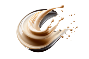 Fluid movement of creamy substance on a transparent background