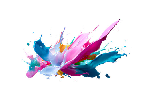 Colorful paint splash with dynamic motion on transparent background