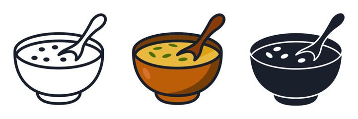 Soup Bowl Icon Vector Illustration. Comfort Food Symbol for Restaurant Branding and Healthy Meal Designs
