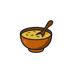 Soup Bowl Icon Vector Illustration. Comfort Food Symbol for Restaurant Branding and Healthy Meal Designs