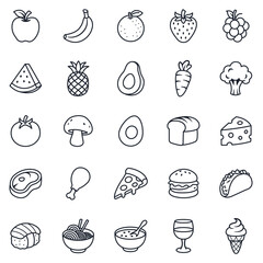 Superfood Collection Icons. Healthy Nutrition Vector Symbols Set on White Background
