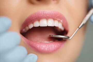 Naklejka premium Dental examination in a clinic with a patient during a routine checkup