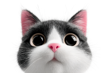 Curious cat with large eyes and a playful expression