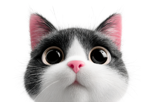 Curious cat with large eyes and a playful expression