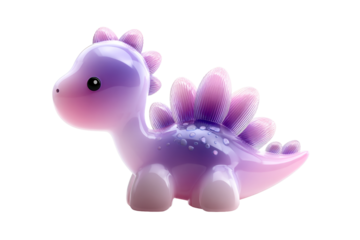 Cute purple dinosaur figurine with transparent background