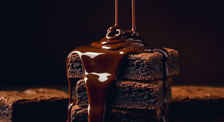 melted chocolate dripping on chocolate cookies