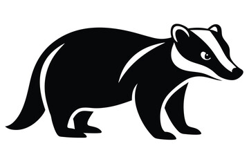 a detailed illustration of a badger, black and white, bold lines, simplistic, minimalist style
