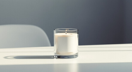 candle with blank label in natural light