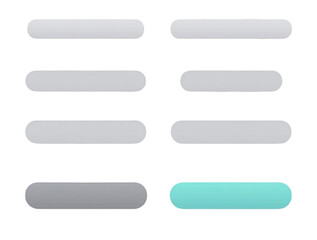 Obraz premium Isolated minimal flat UI buttons showing default, hover, and pressed states on transparent background