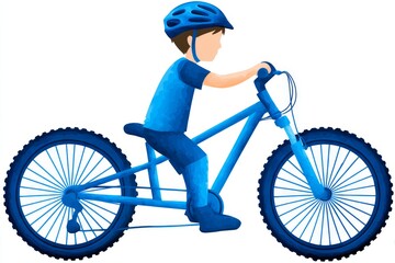 Naklejka premium Watercolor Silhouette Child Bicycle Ride - A vibrant watercolor silhouette of a child joyfully riding a bicycle, symbolizing freedom, adventure, childhood, growth, and active lifestyle