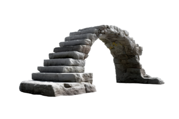 Stone archway with steps on transparent background for design