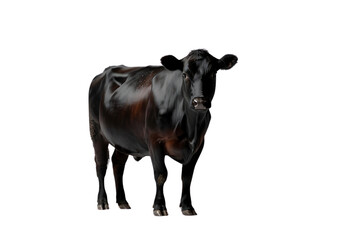 Brown cow standing on white background with farm and nature tags