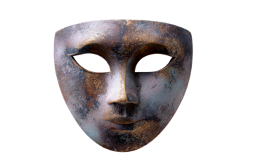Decorative mask with rustic finish and classic design