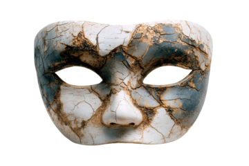 Decorative mask with cracked surface design for artistic display