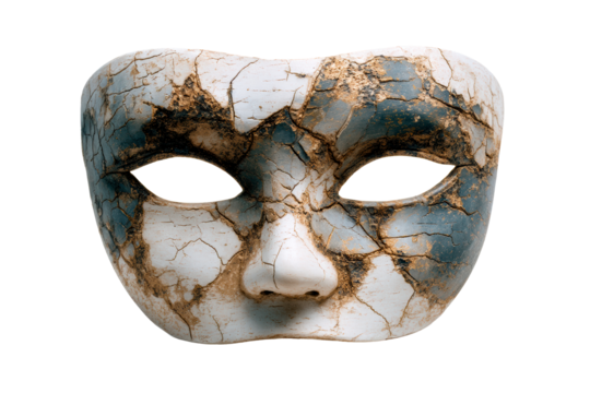 Decorative mask with cracked surface design for artistic display