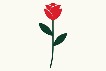 a red rose, elegant floral illustration, stylized botanical, vibrant colors, simple flat design, minimalist style, vector graphics

