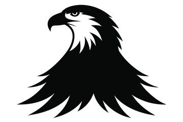 eagle head, black silhouette, sharp beak, intense gaze, majestic, powerful, vector illustration
