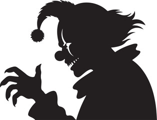 Scary Clown Silhouette Halloween Design Element