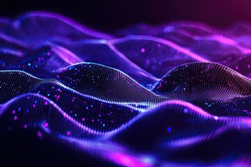 Abstract digital waves in violet and purple