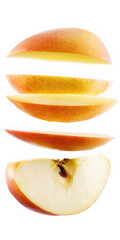 Sliced Honeycrisp Apple Floating in Midair on Transparent Background