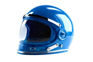Blue astronaut helmet with transparent visor for space exploration