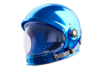 Blue astronaut helmet with clear visor for space exploration