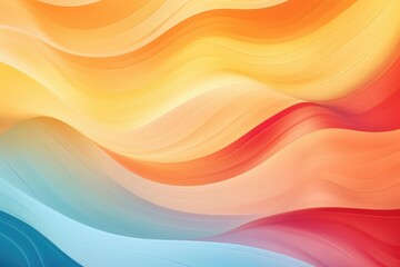 Obraz premium Abstract wavy illustration featuring vibrant colors of orange, yellow, red, and blue, creating a dynamic and fluid visual experience, perfect for backgrounds or design projects