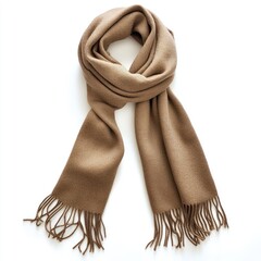 Beige wool scarf with tassels