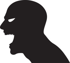 Silhouette of a Screaming Monster Head Profile