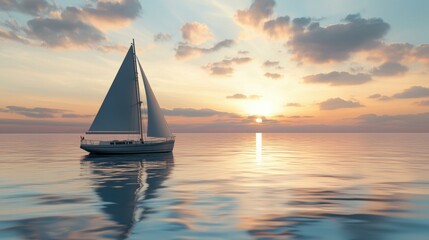 Fototapeta premium Peaceful sunset over the water. AI.