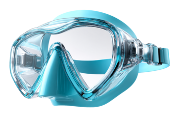 Snorkeling mask with clear lenses and adjustable strap design