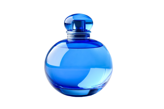 Bright blue bottle with round design and smooth surface - Powered by Adobe