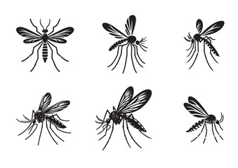 Mosquito Silhouette Vector, Mosquito Icon Set