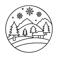 house in the mountains stylized winter snow season