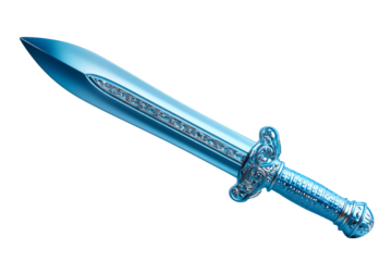 Elegant blue decorative sword with intricate details and design
