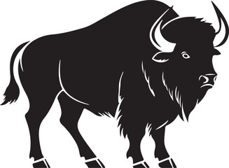 Bison Silhouette Vector Illustration on Transparent Background