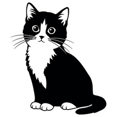 Black and White Kitten Vector Art