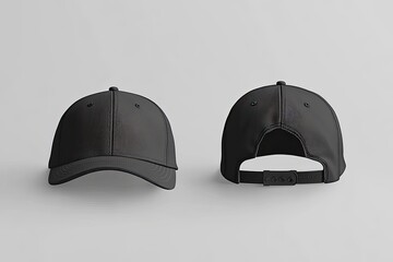 Two views of a dark gray baseball cap