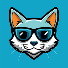Hipster Cat with Sunglasses Graphic Art