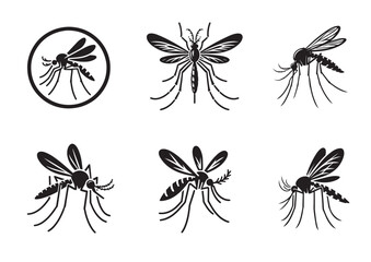 Mosquito Silhouette Vector, Mosquito Icon Set