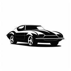 Obraz premium Classic logo drawing retro muscle car illustration. 