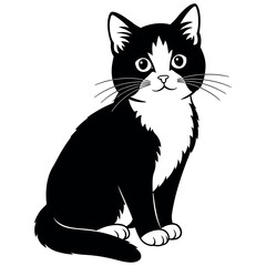 Minimalist Black and White Cat Vector Design
