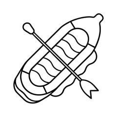 whitewater raft outline vector in minimal