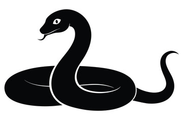 black and white digital art, minimalist geometric snake, negative space, simple and elegant, high contrast, vector illustration
