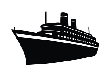 Obraz premium Cruise Ship Silhouette Vector Bundle Nautical SVG Clipart for Print & Apparel Design