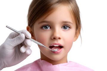 Child receiving dental examination in a clinic setting