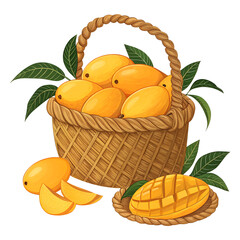 Mango Clipart in Basket PNG Image