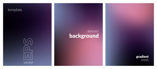 Fototapeta premium Abstract liquid background set. Gradient mesh. Effect dark color blend. Blurred fluid colorful mix. Modern design template for web covers, ad banners, posters, brochures, flyers. Vector EPS