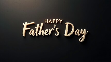 Sophisticated Father's Day greeting card design with elegant hand-lettered typography on black background, warm lighting effects

